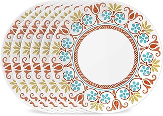 Global Collection Vitrelle Dinner Plates Set, Triple Layer Recycled Glass, Lightweight Eco-Friendly 10-1/4-In Plates Set, Terracotta Dreams (Pack of 6)