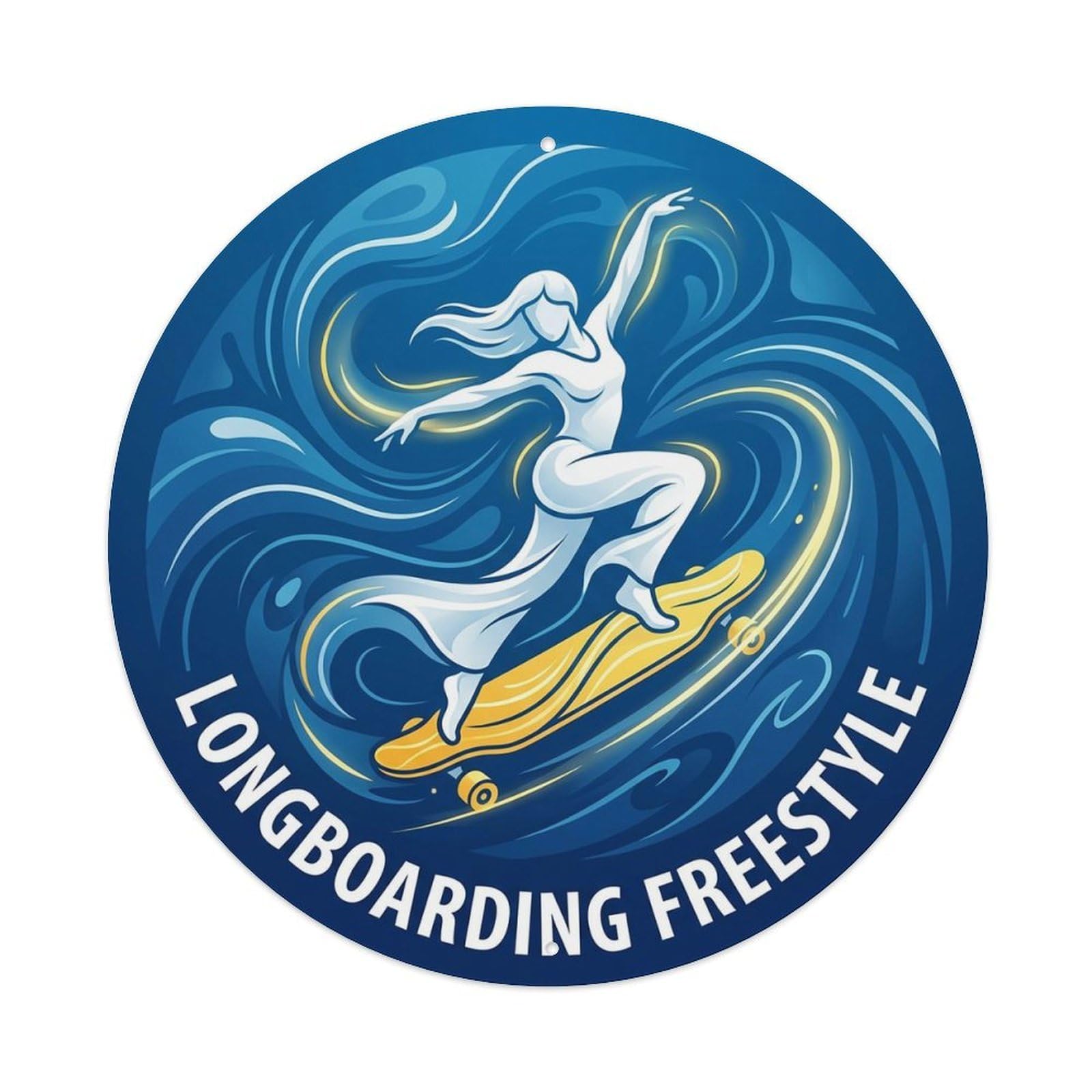 Vintage Longboarding Freestyle Extreme Sports Vintage Metal Tin Sign Plaque Wall Decor for Cafe, Club Bar, Office, Garden Metal Poster 8x8Inch