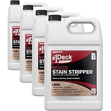 #1 Deck Wood Stain Stripper - 1 Gallon - Ready to Use, Wood Stain Remover Strips Weathered, Water-Based and Oil-Based Finishes Pack of 4