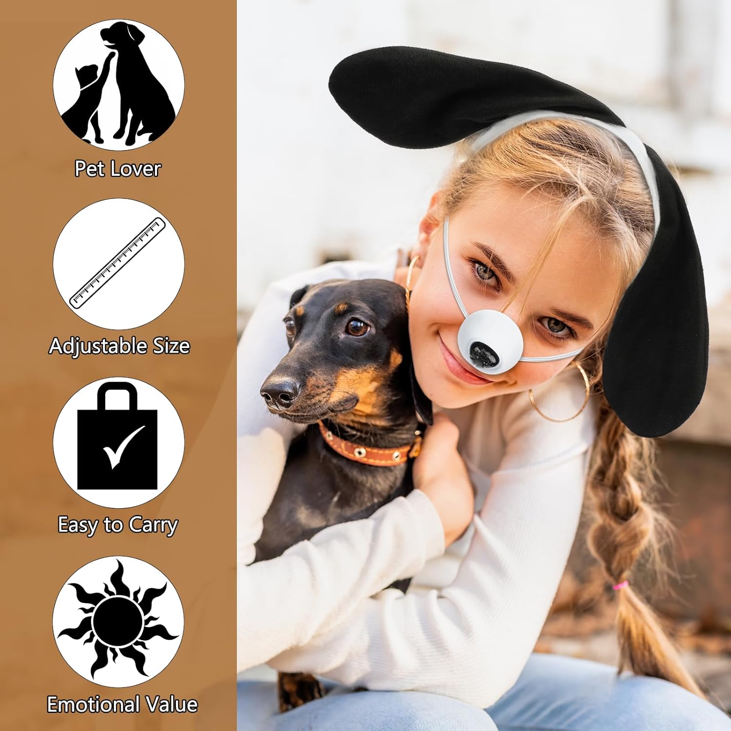 Coopay 10 Pieces Puppy Dog Costume Set Headband, Bow Tie, Tail, Fake Nose and Puppy Paw Gloves Animal Costume Accessories - Image 6