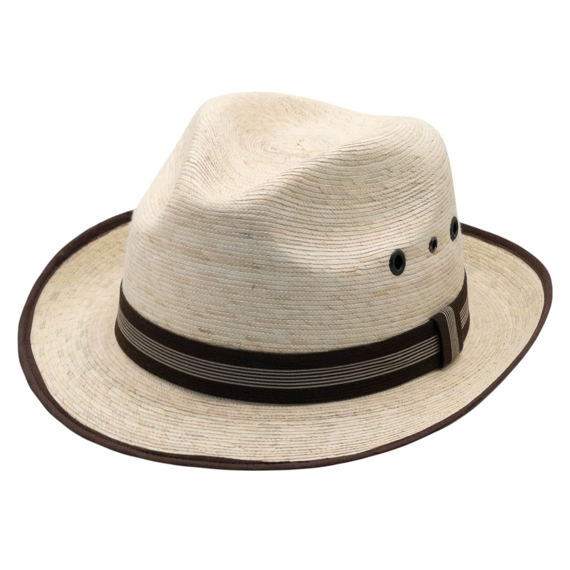 Axcento Straw Fedora Hat for Men - Panama Hat Short Brim M/L Sizes (22”–23 1/8”) Sun Hat UPF - Summer Vacation Essentials
