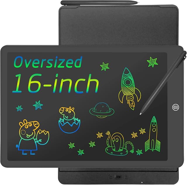 Lcd Drawing Tablet For Kids, Super Large 16-Inch Hd Lcd Kids Drawing Pad Color Step-By-Step Change, Writing Tablet Kids Enlightenment Toys, Glow Pad For Toys For 2 Year Old Boy (Black)