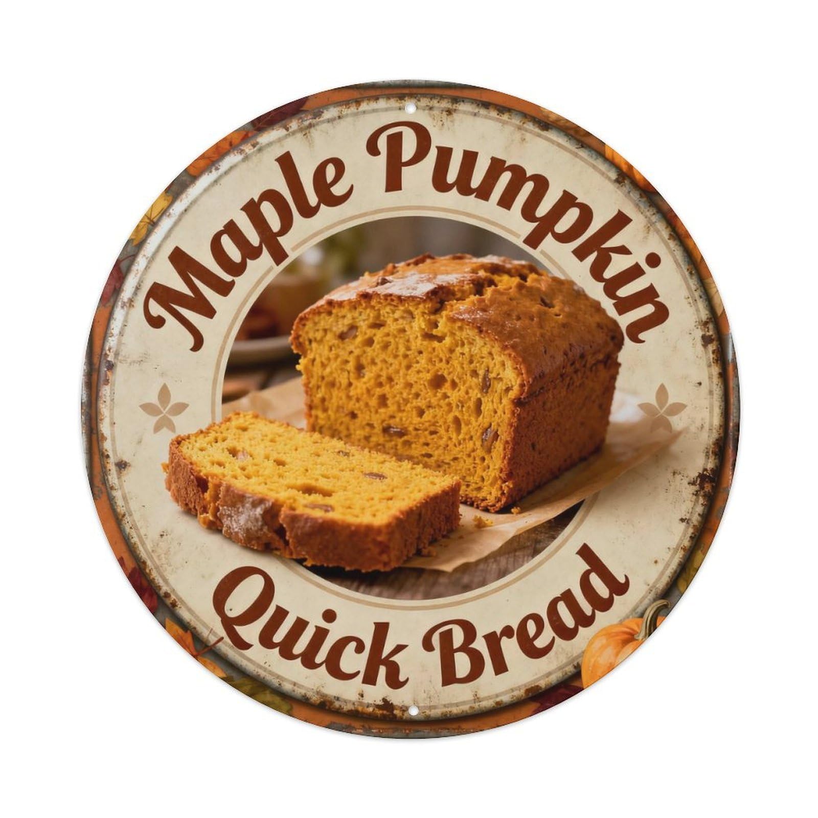 Maple Pumpkin Quick Bread Metal Tin Sign Plaque