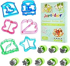 Sandwich Cutters for Kids – LEEFE Vegetable Cutters 14pcs Set of 6 Toast Cutter/Cookie Cutters/Bread Cutters and 8 Stainless Steel Fruit and Vegetable Cutters, BPA Free,Video Display