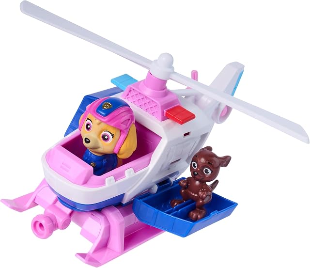 Paw Patrol Search & Rescue Skye’s Helicopter With 2 Figures | Action Rescue Helicopter, Pull-Back Action, Skye & Kangaroo Figures, Pretend Play, Kids Toys for Boys & Girls Ages 3+