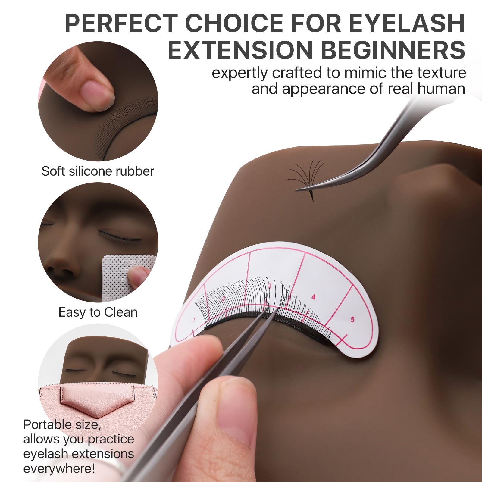 Eyelash Extension Training Kit with Mannequin Head and Tools