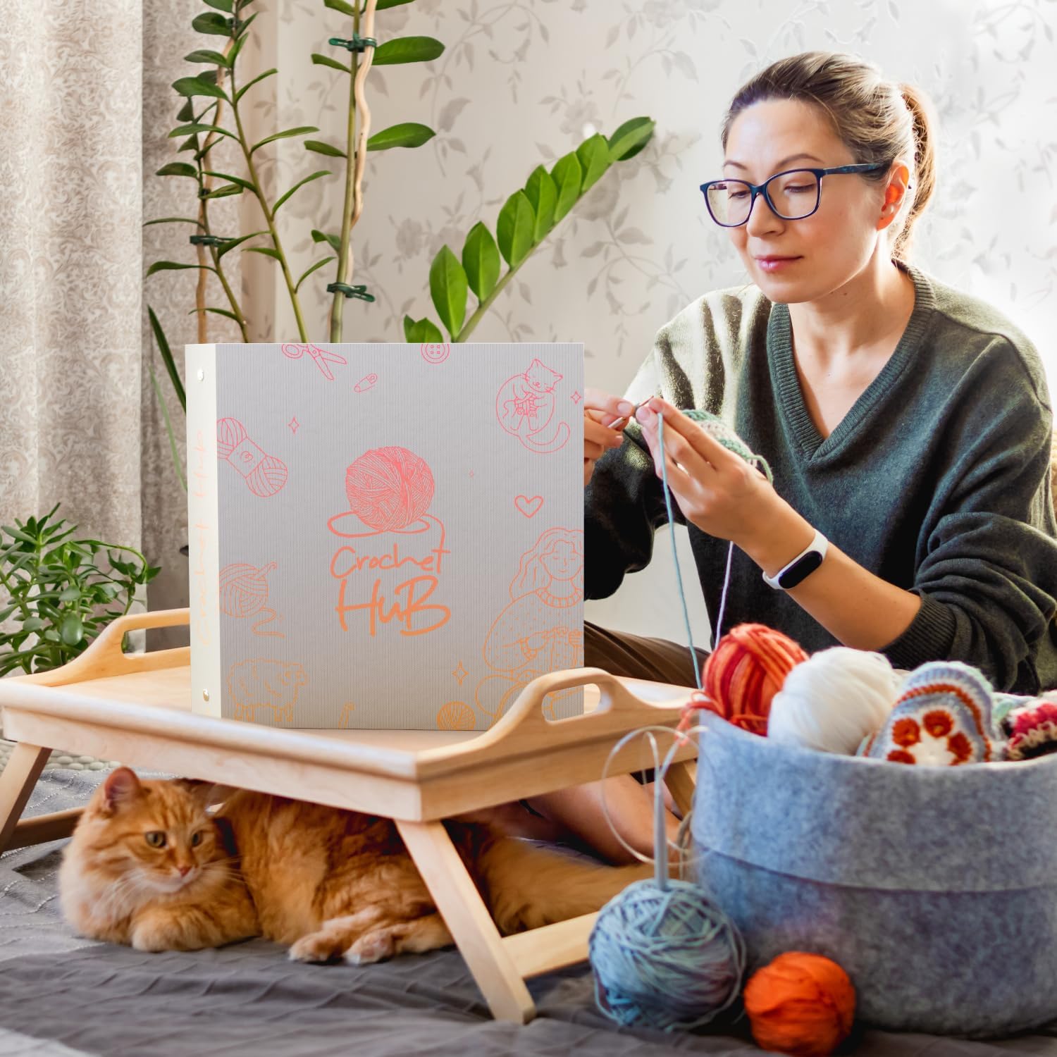 Crochet Planner 3-Ring Binder 8.5x11'', Organize Your Hooks, Yarn & Patterns, Projects Journal Notebook, Complete Log Book Starter Kit & Great Gift Idea