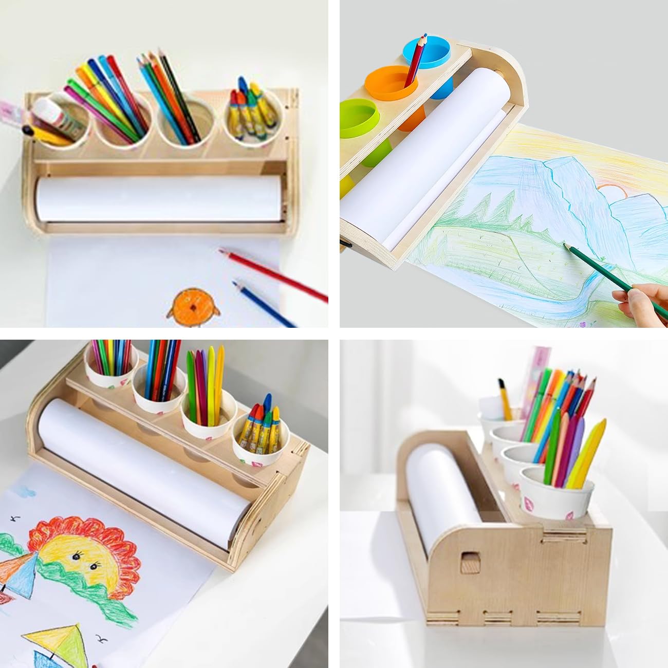 Paper Roll Paper Cup Pen Holder Craft Paper Roll Holder Wooden