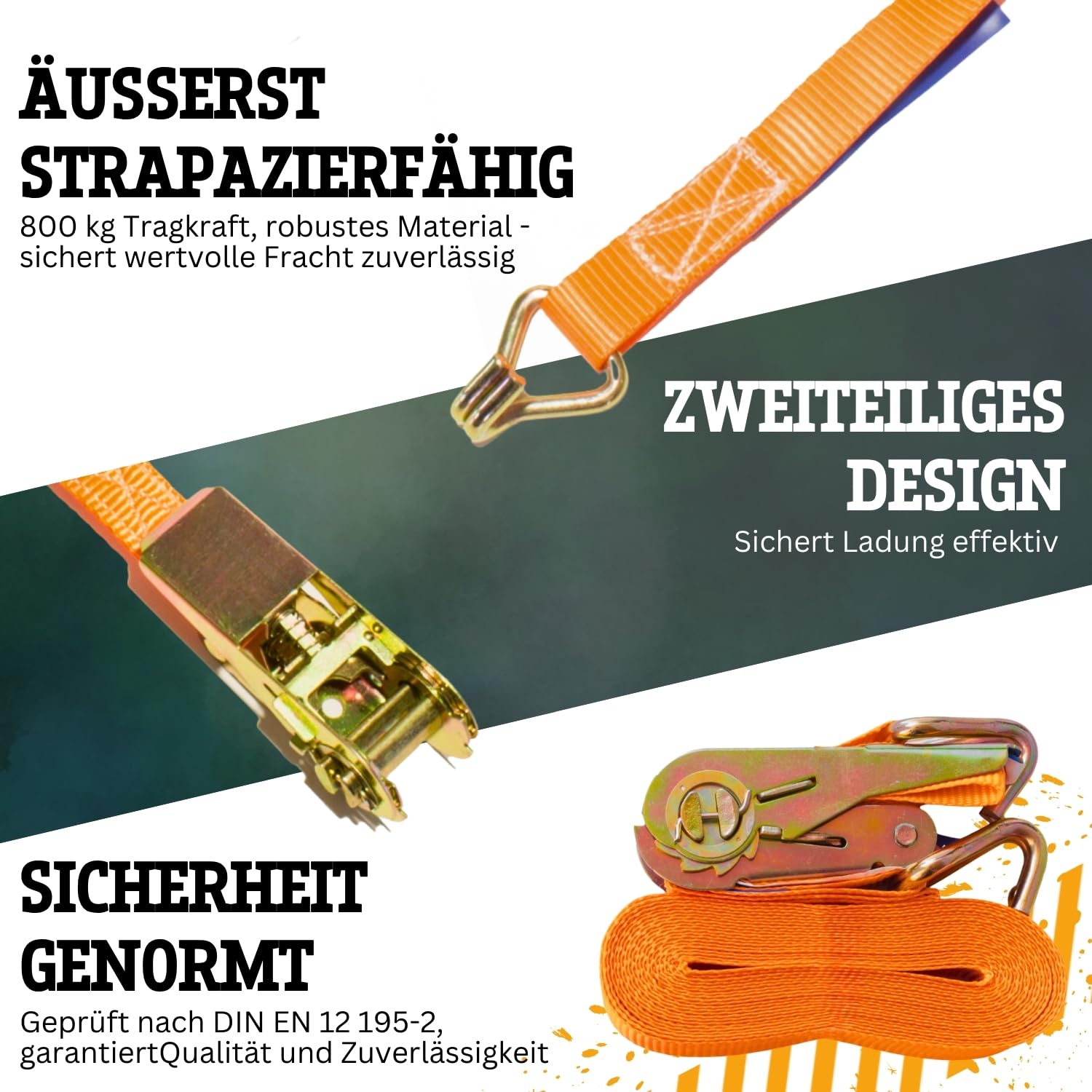 Ratschengurte, Zurrgurte 10M X 50mm Für 2000kg Tragkraft Mit Spannhaken