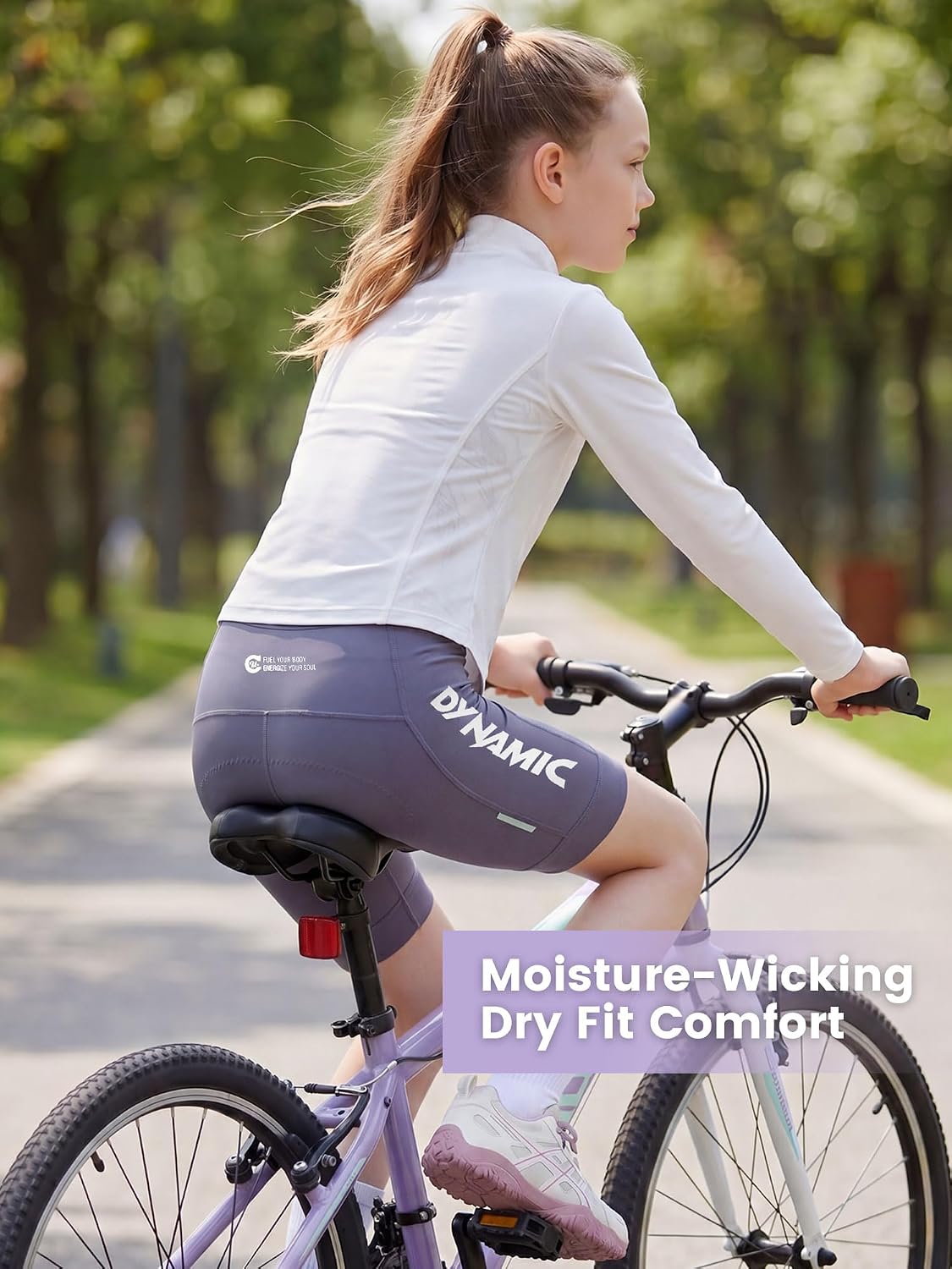 Bike Shorts for Girls Boys Padded Cycling Shorts Soft High Waisted Cycling Shorts Athletic with Pockets 5-14Years