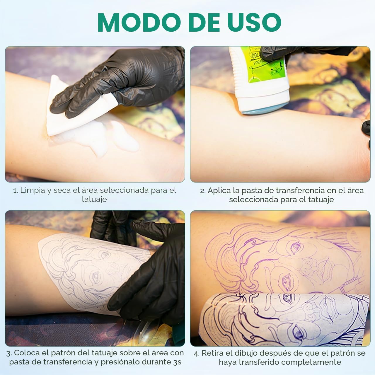 Supvox Crema de transferencia de tatuaje, gel, solución para la piel, para máquina de papel o transferencia de jabón, accesorio para tatuajes