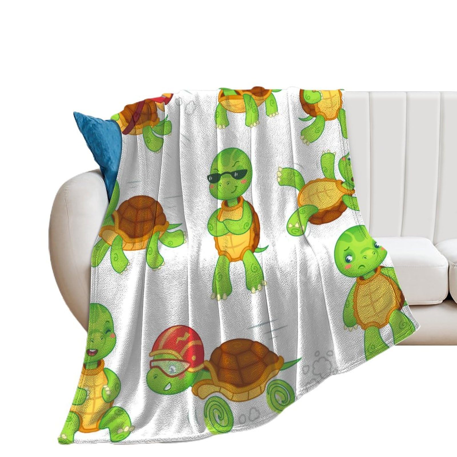 QUEWIQR Throw Flannel Blanket Turtles Fleece Blanket Plush Blankets Soft Blanket For Couch Bed Sofa 150x200cm