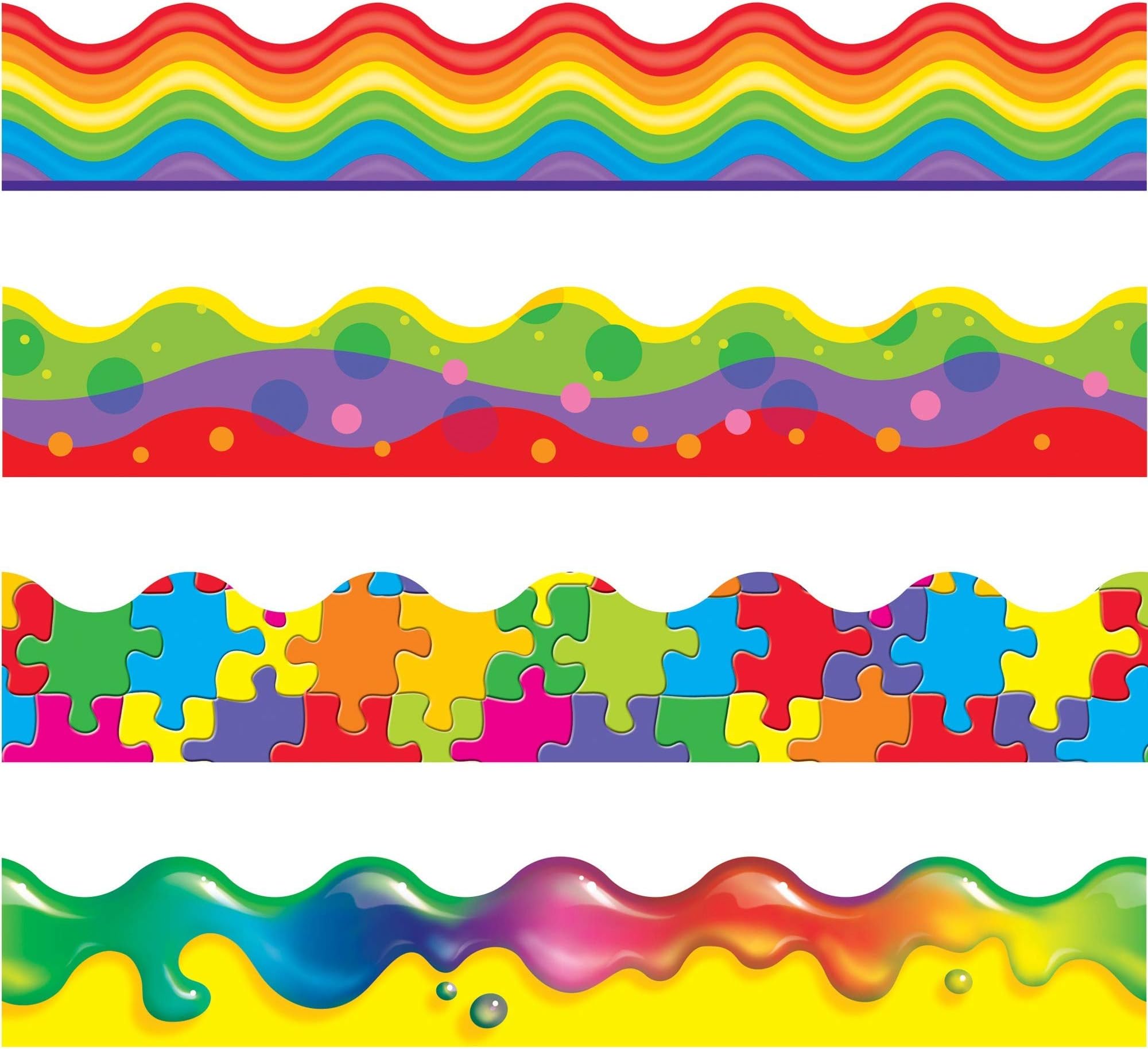 Classroom Trimmers Notice Board Display Borders Variety Pack - Colour Blast