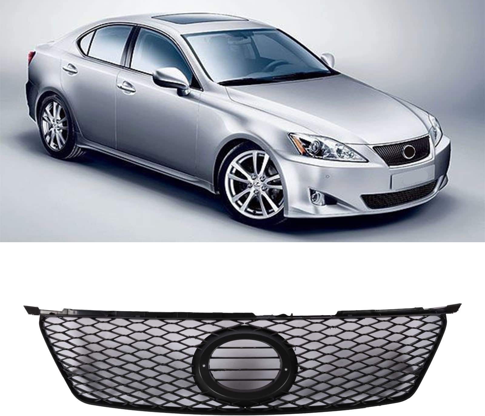 PENSUN Front Bumper Mesh Grill Grille Fit for 2006-2008 Lexus IS250/IS350 Black Sport Front Hood
