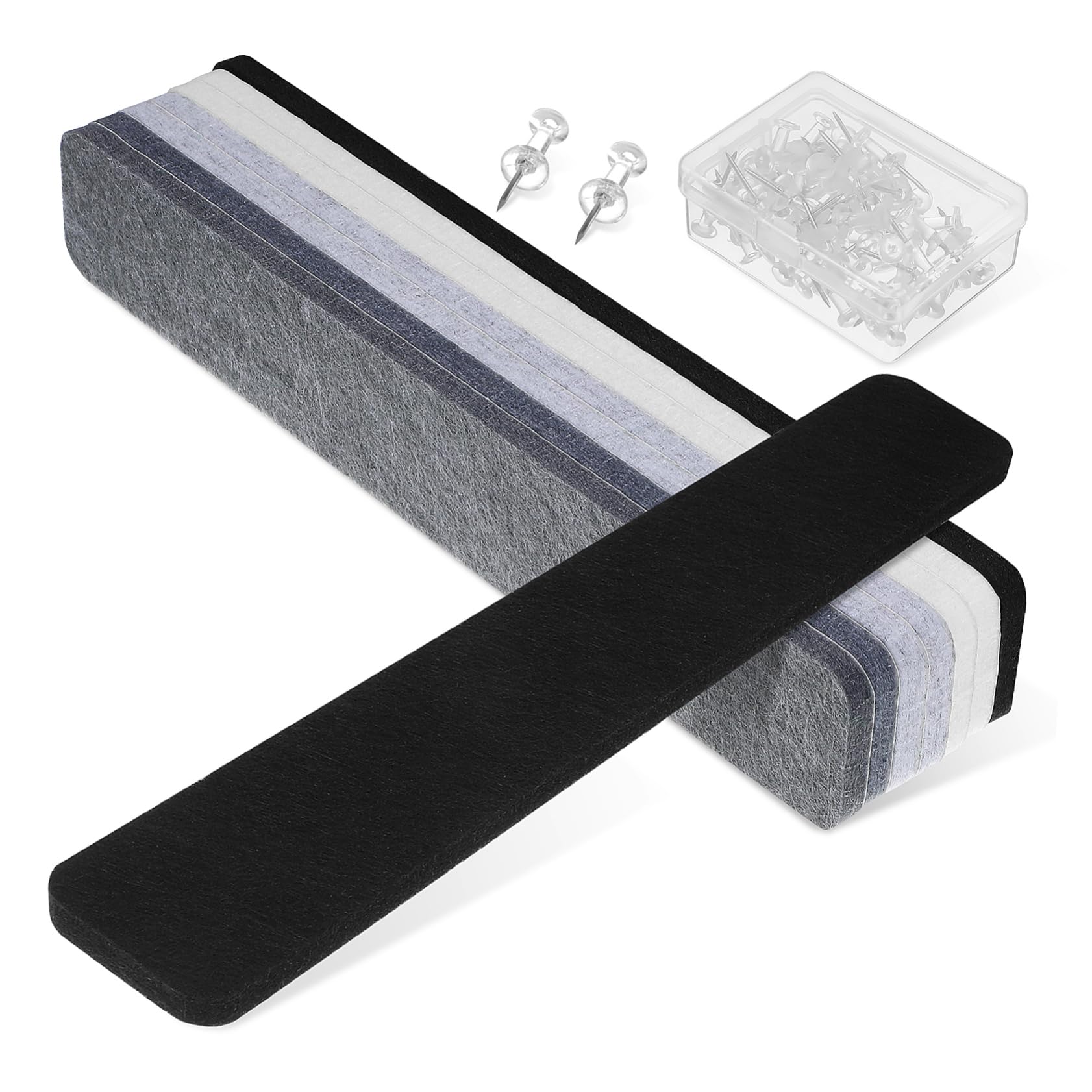 Unomor Self-Adhesive Felt Pin Board Bar 8pcs Bulletin Board Strips 50 Push Wall Decor for Notes Photos Schedules