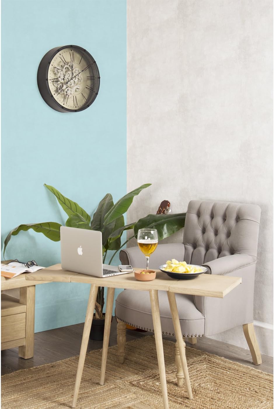 Vintage Roman Numerals Wall Clock, Gold, Unique