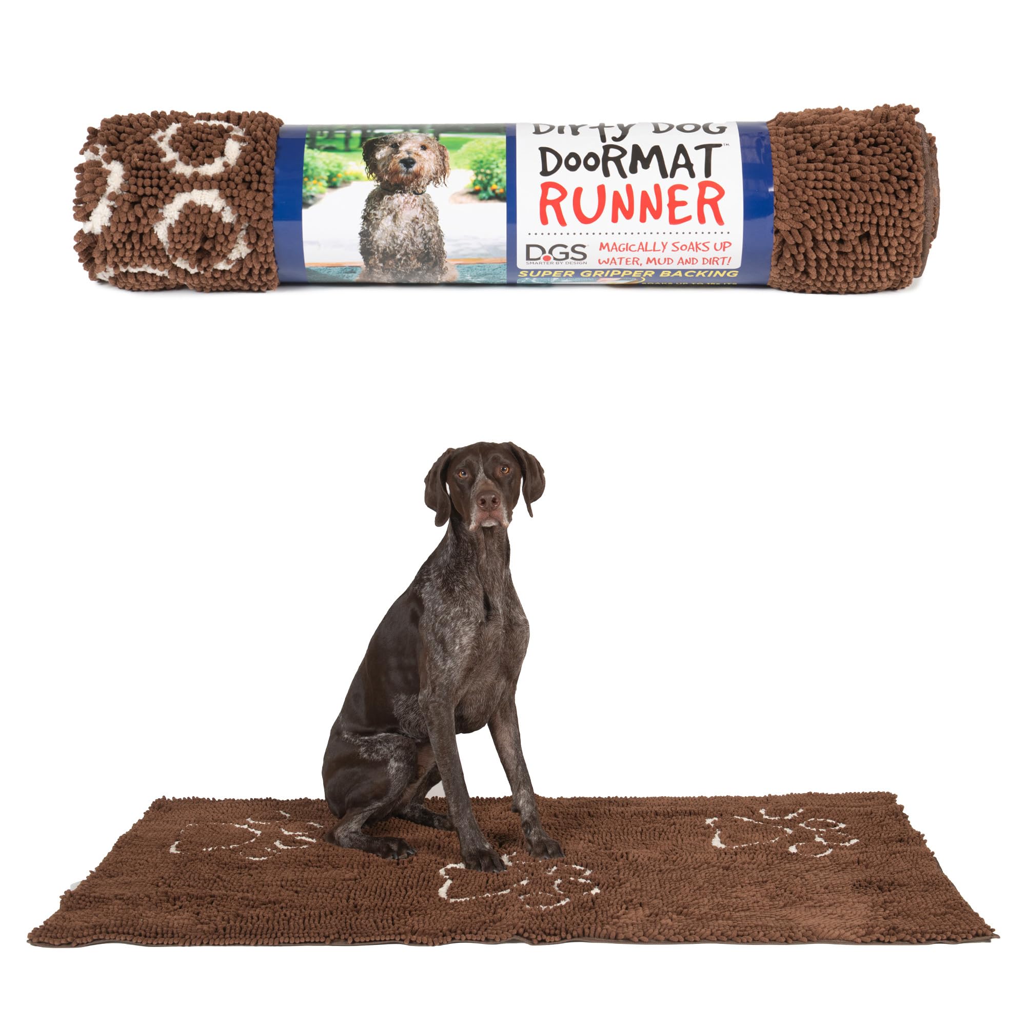 Dog Gone Smart Dirty Dog Doormat - Fast Drying Rug with Super Gripper Backing for Clean Floors - Super Absorbent and Machine Washable Mat for Muddy Paws - Runner Almond