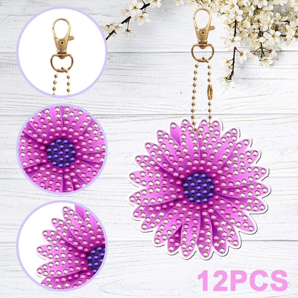 Wobekuy 10x DIY Diamond Painting Schlüsselanhänger - 5D Strass Malerei Set