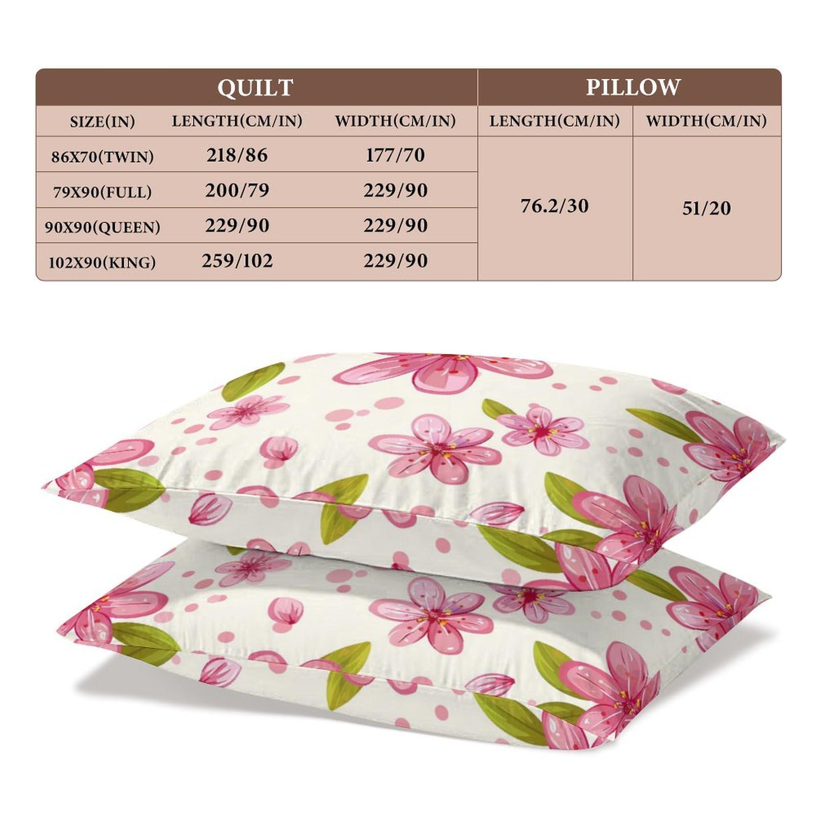 Delerain Comforter Cover Set Twin Size, Pink Flowers Leaves 3-Piece Bedding Set for Boys Girls Teens Modern Soft Microfiber Bedroom Set Room Decor, 1 Duvet Cover + 2 Pillowcases