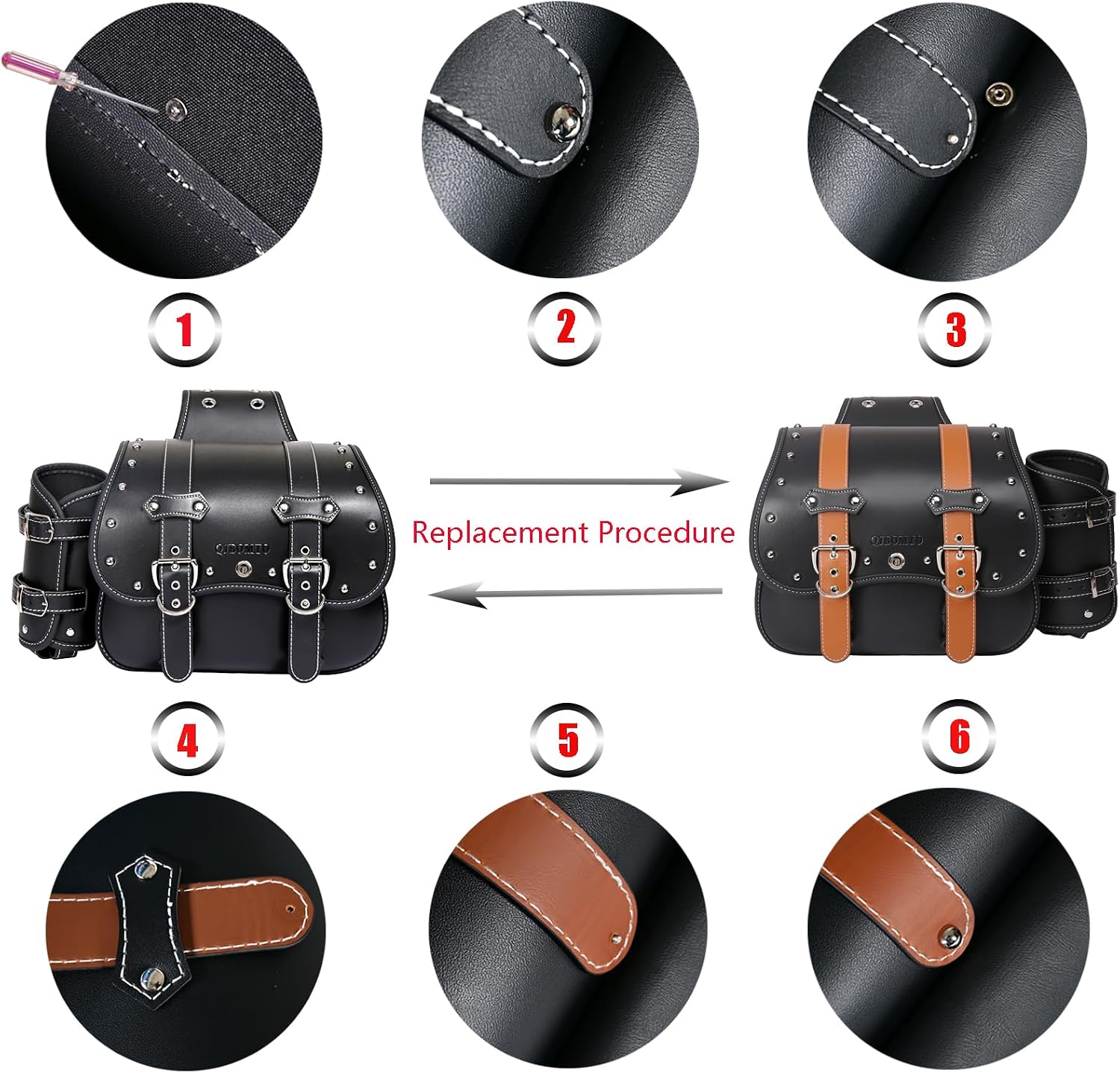 High-density Leather Motorcycle Saddlebags-Throw Over Saddle bags Panniers Side Bags with cup holder,Waterproof,Side Tool Bag,Storage Tool Bag for Motorbike,Universal,1Pair, M (Black2)