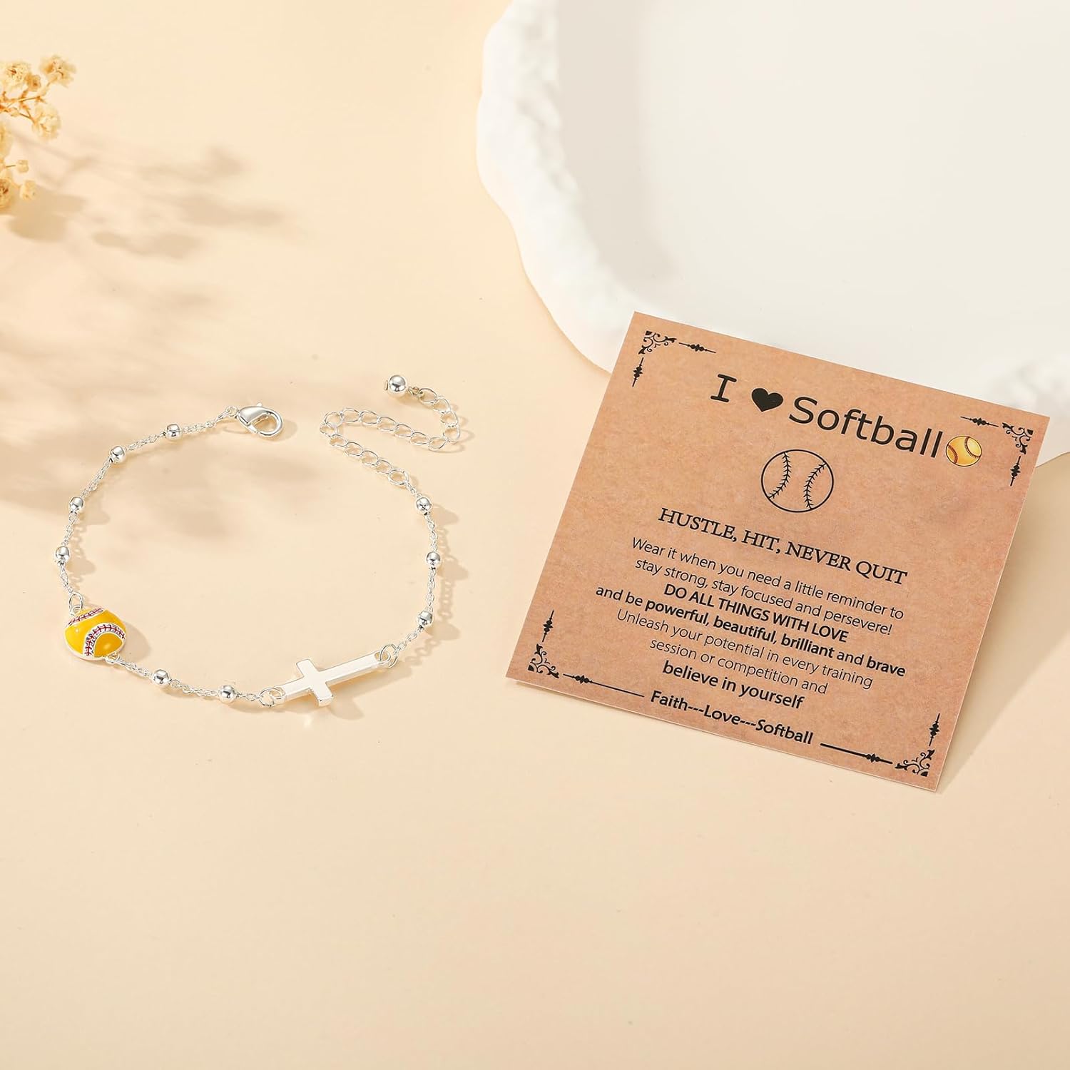 Softball/Volleyball/Soccer/Basketball Football Bracelet for Girls Women, 14K Gold Plated Cross Link Chain Sport Accessories Christian Jewelry Gifts for Teens Team Coach Players - Image 3