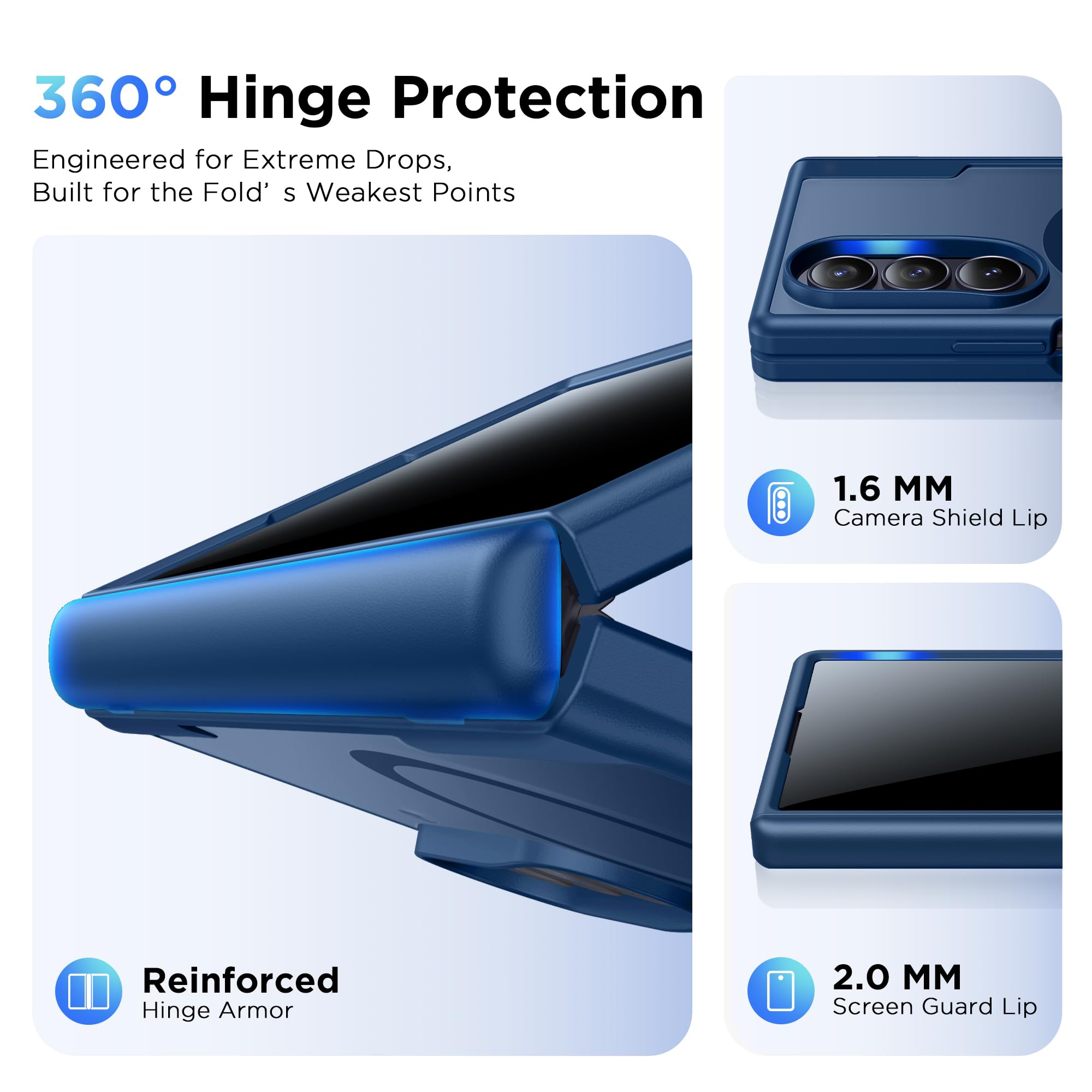 MOBOSI Magnetisch Hülle für Samsung Galaxy Z Fold 7 mit Schutzfolie Sichtschutz,Militärschutz Matt Schutzhülle, Kompatibel mit Magsafe & Scharnierschutz,Stoßfest Handyhülle für Z Fold 7,Blau | Schutzhülle für Samsung Galaxy Z Fold 7, kompatibel mit MagSaf