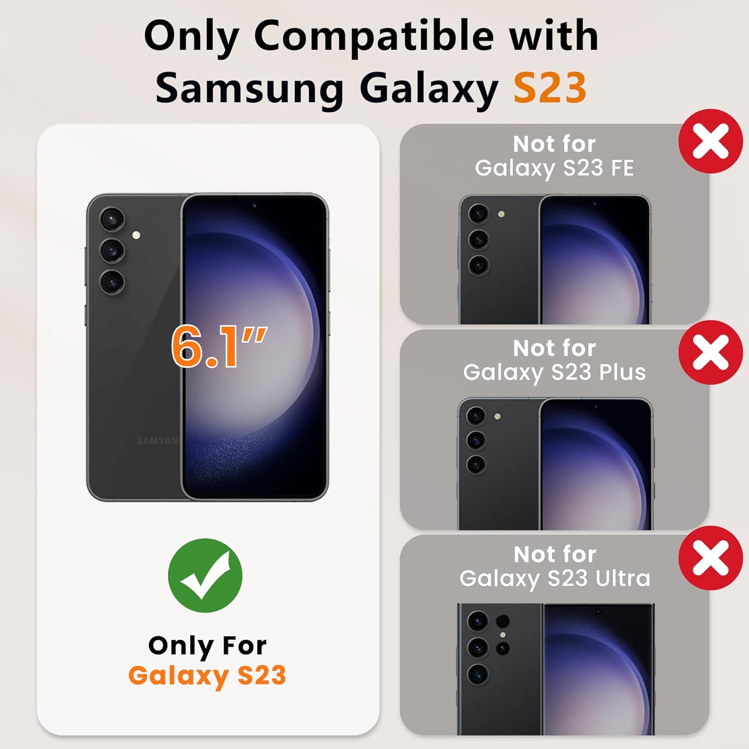 for Galaxy-S23 Case [𝗡𝗼𝘁 𝗙𝗶𝘁 𝗦𝟮𝟯 𝗣𝗹𝘂𝘀], with 2 HD Screen Protectors, Strong Magnetic & 360° Rotatable Stand, Dual-Layer Protection, Slim Fit Phone Case for Samsung S23, Black - Image 2