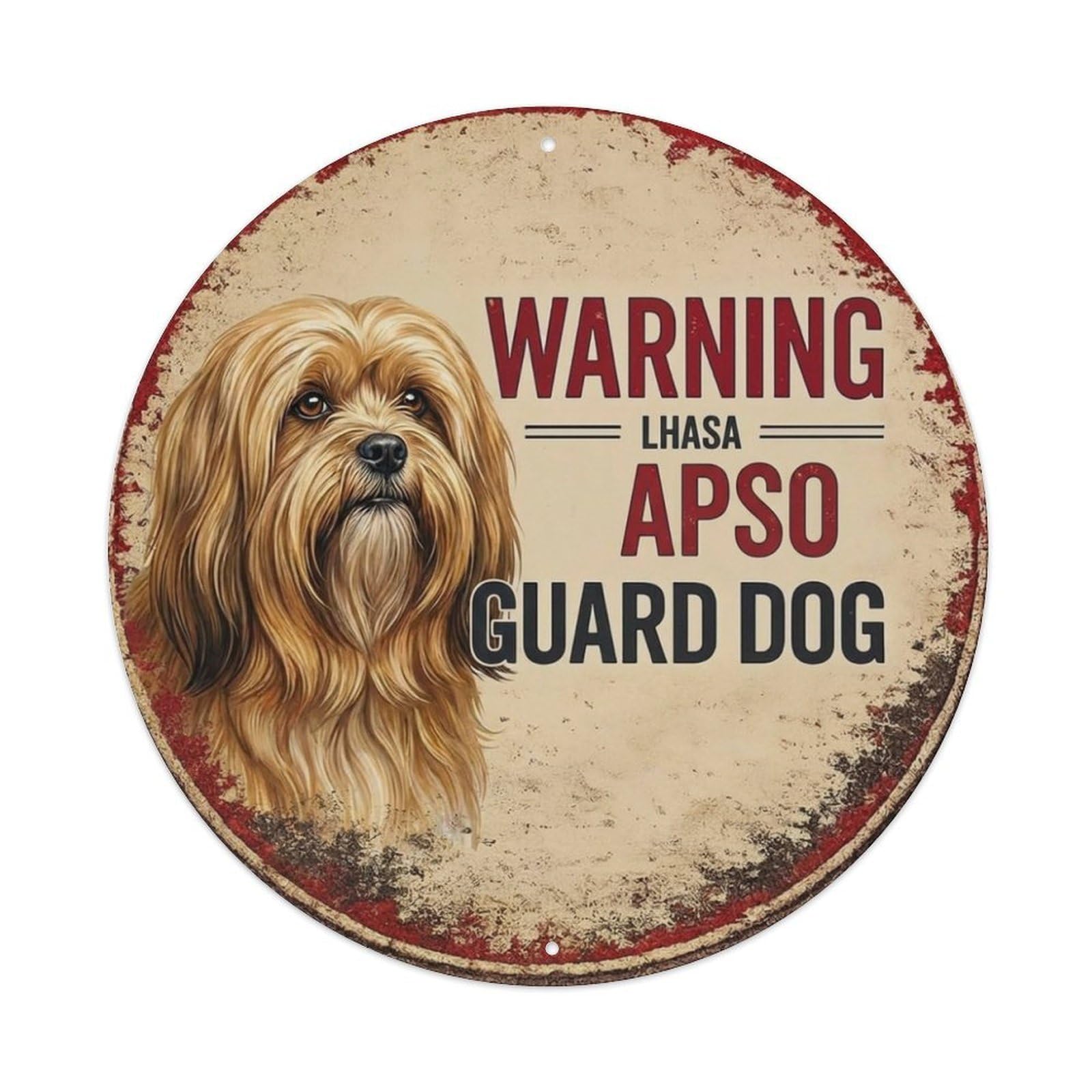 Tgrcjimh Style Metal Tin Sign Vintage Warning Lhasa Apso