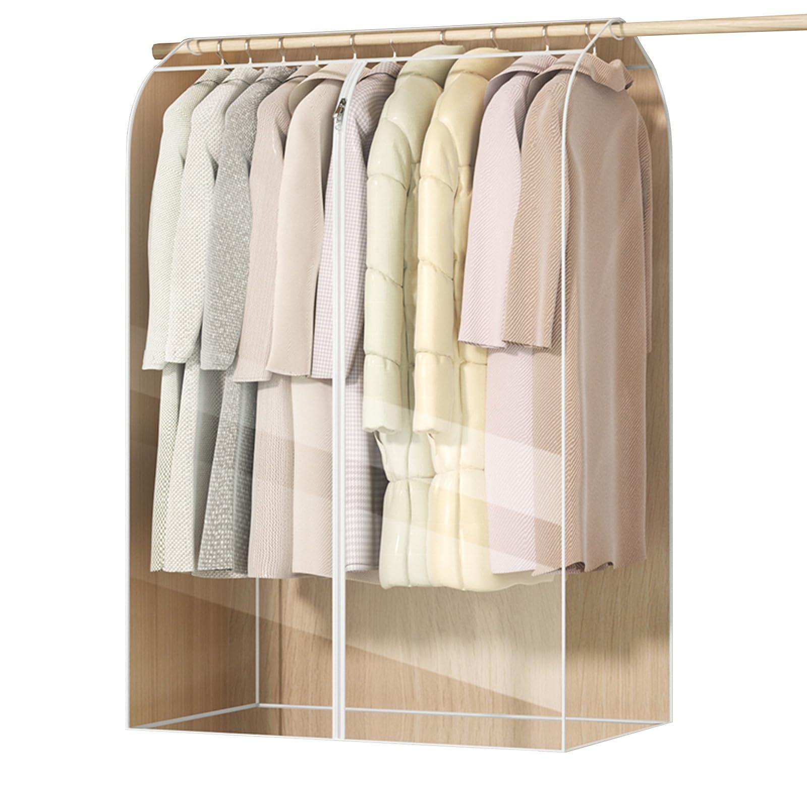 Cubierta de Polvo para Ropa, Bolsas de Almacenamiento Transparentes con Cremallera, Fundas de EVA for Perchero, Cobertura Total de 360°, Funda Antipolvo for Trajes, Camisas, Suéteres