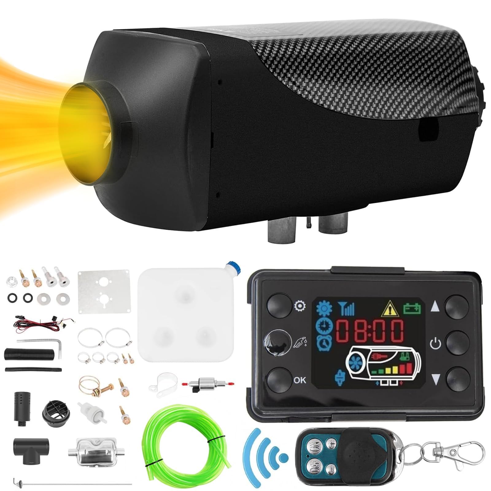 5 kW Nagrzewnica powietrza Diesel, 12 V Ogrzewanie postojowe Diesel Nocne ogrzewanie z termostatem Monitor LCD Tłumik Do Samochodów Ciężarowych Łodzi Przyczepy kempingowej Przyczepy Kamperów (Czarn