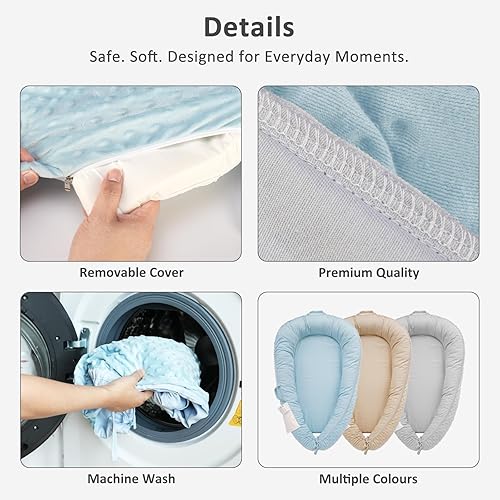 Miniatura 6 de Tumbona para bebé, almohada para tumbona para recién nacido, suave y transpirable, nido de recién nacido para bebés de 0 a 24 meses, almohada de