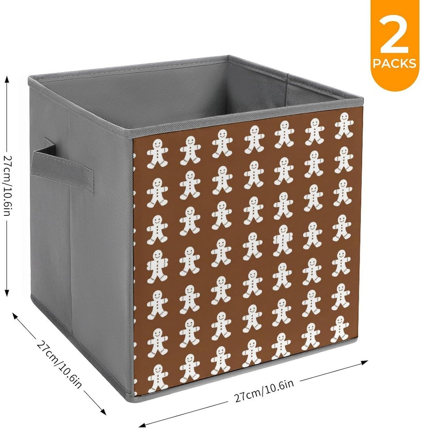Functional Cube Organizer Bins, Christmas Gingerbread, Foldable Storage Containers for Bedroom, Living Room, Practical Storage Idea