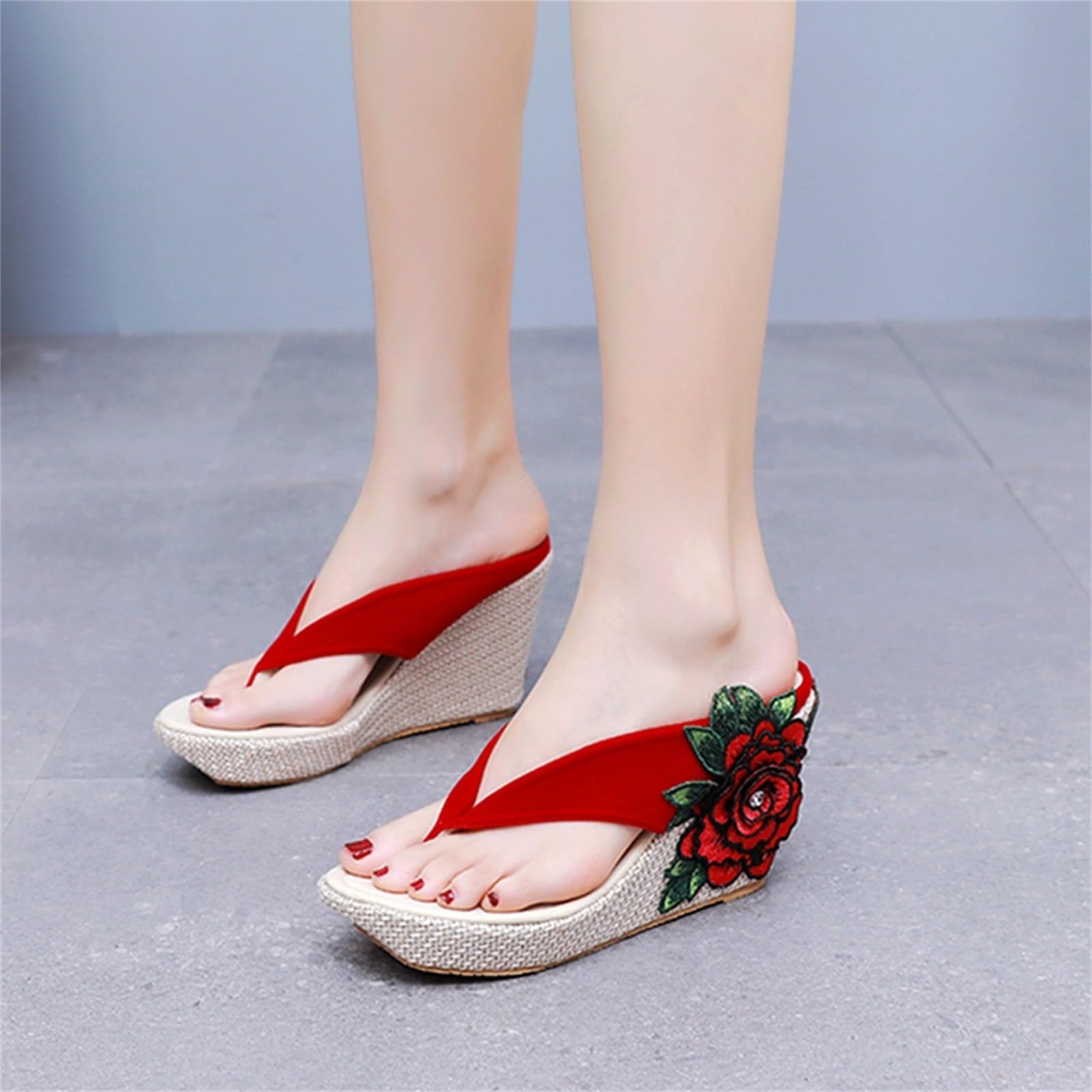 Generico Sandales CompenséEs Confortables LéGèRes AntidéRapantes Semelle Souple Respirantes Chaussures Femme éTé Mode Mules Support Pieds Larges Ville Usage Quotidien