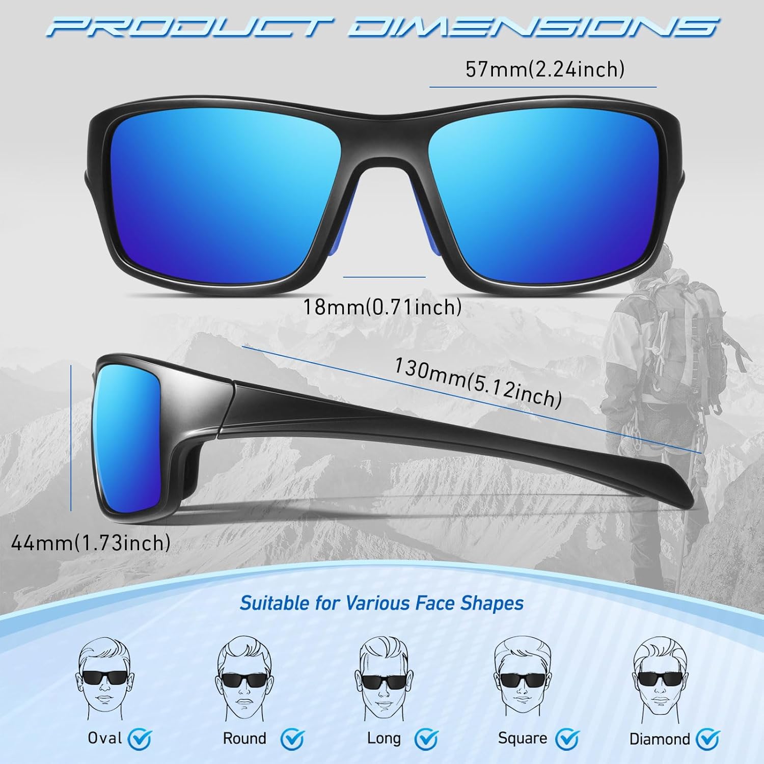 LINVO Polarized Sports Sunglasses for Men,Thick Square Wrap Around 100% UV400 Protection Sun Glasses for Driving Fishing - Image 6