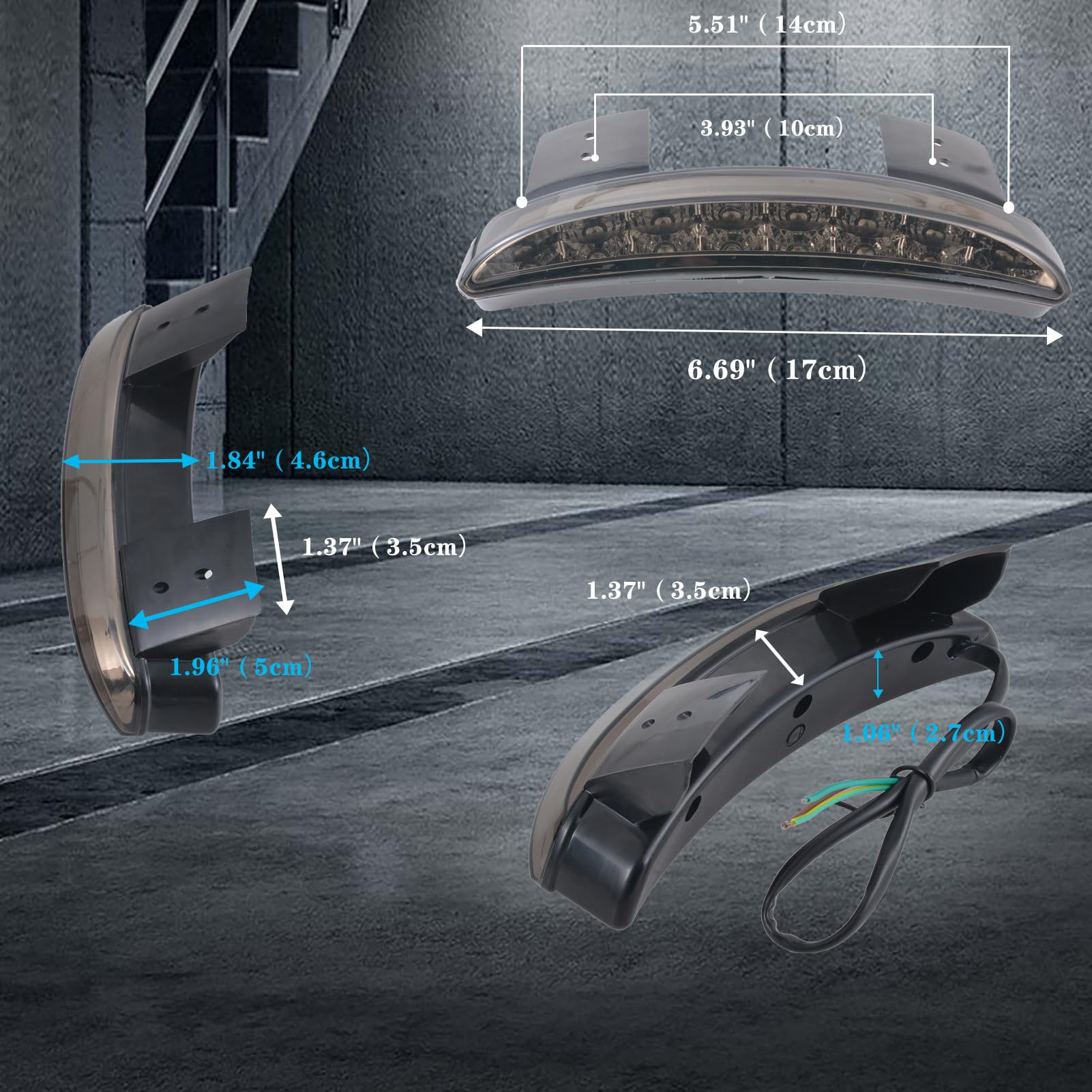 Światło hamowania motocykla, 1 szt., tylny błotnik, krawędź, czerwona LED, Harley Sportster XL 883N 1200N XL1200V XL1200X - przydymiona osłona