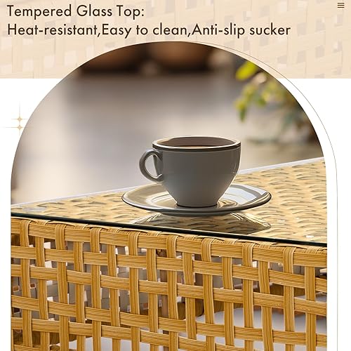 Miniatura 6 de VINGLI Juego de 7 muebles de patio al aire libre, muebles seccionales de ratán de polietileno, juego de sofá de mimbre para todo tipo de clima, con