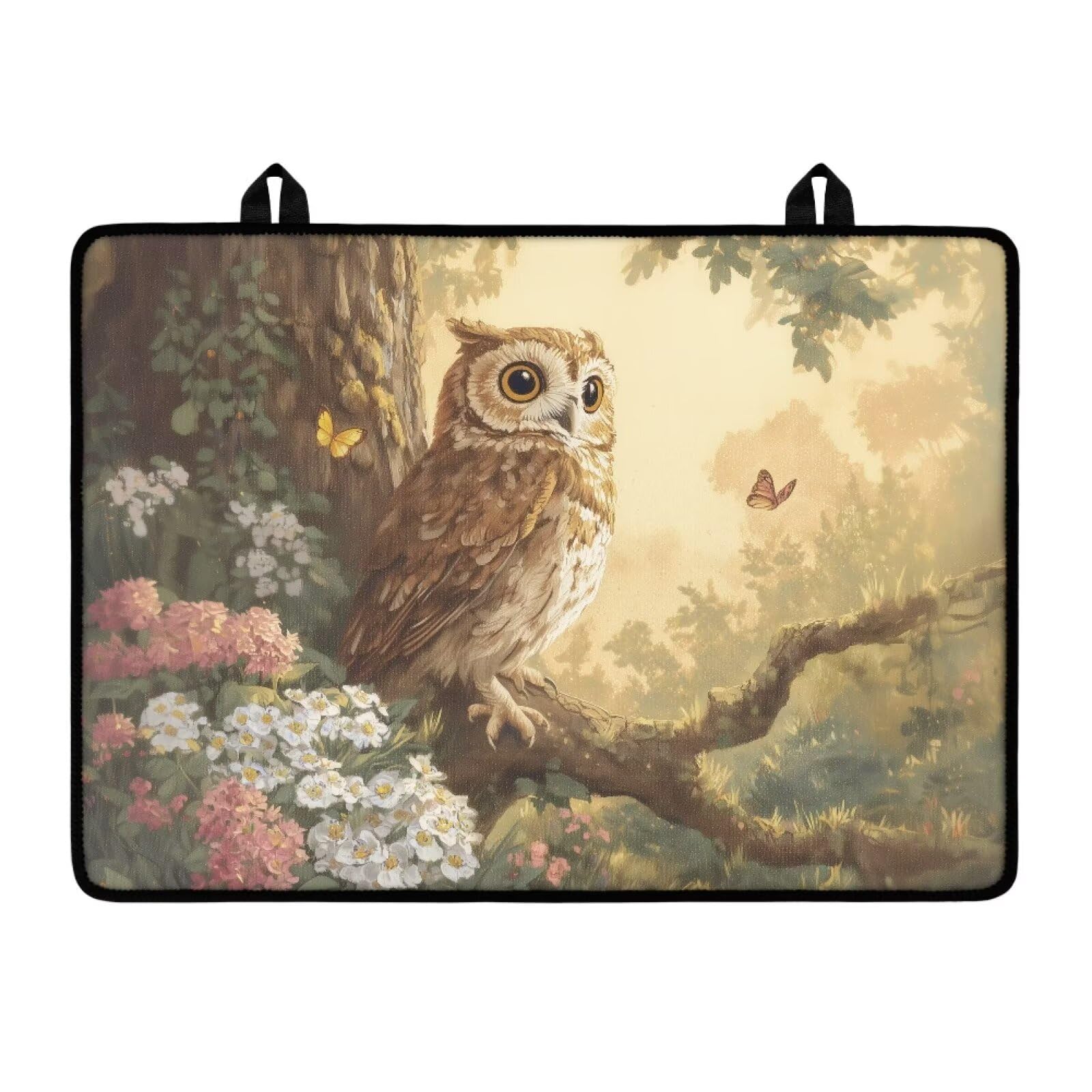 Owl Electric Stove Insulation Mat Water Resistant Dish Drying Mat for Kitchen Non-Slip Rubber Base Heart Resistant Stovetop Protector Home Kitchen Decor