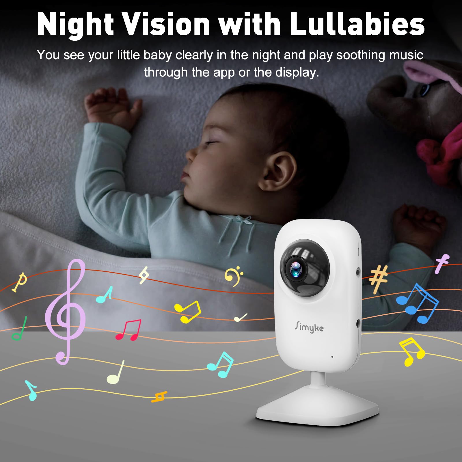 Baby Monitor Video Con Visione Notturna - Audio Bidirezionale, Senza Fili, Temperatura Ambiente - Foto 7