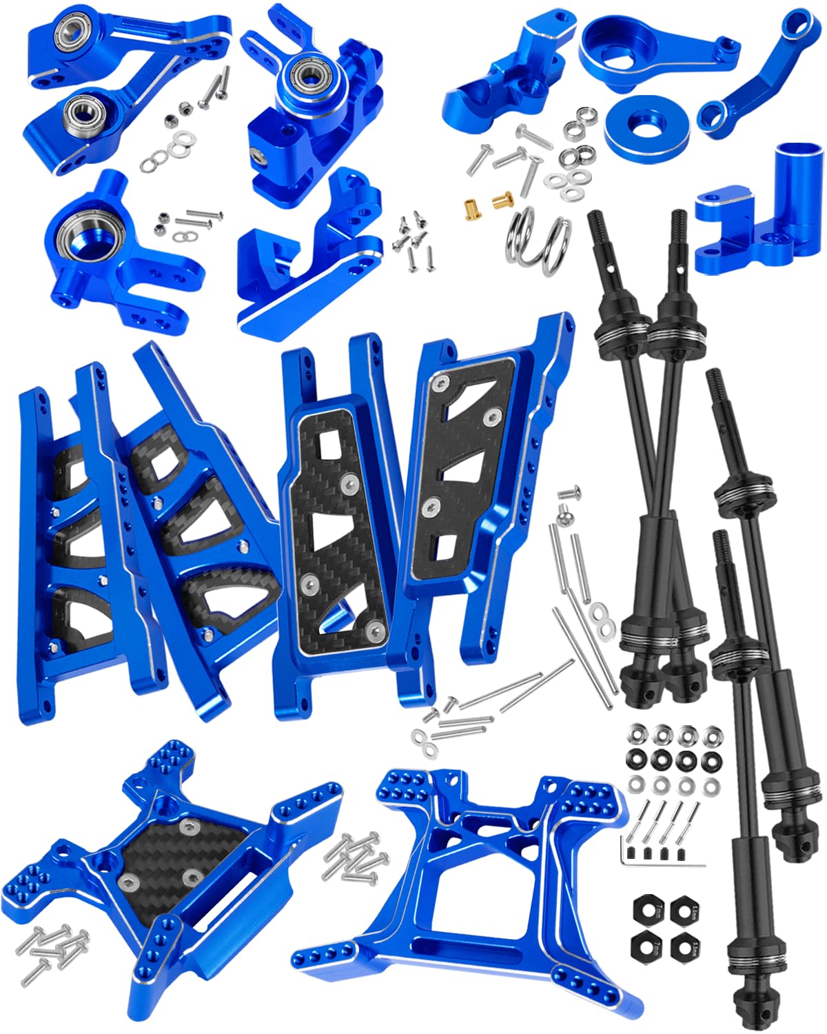 RCHuiWow RC Upgrades Part for 1/10 Rustler 4x4/Rustler 4x4 VXL 4WD,Driveshaft,Suspension Arms,Steering Blocks,Caster Block,Rear Stub Axle Carriers,Shock Towers,Steering Block,Navy Blue