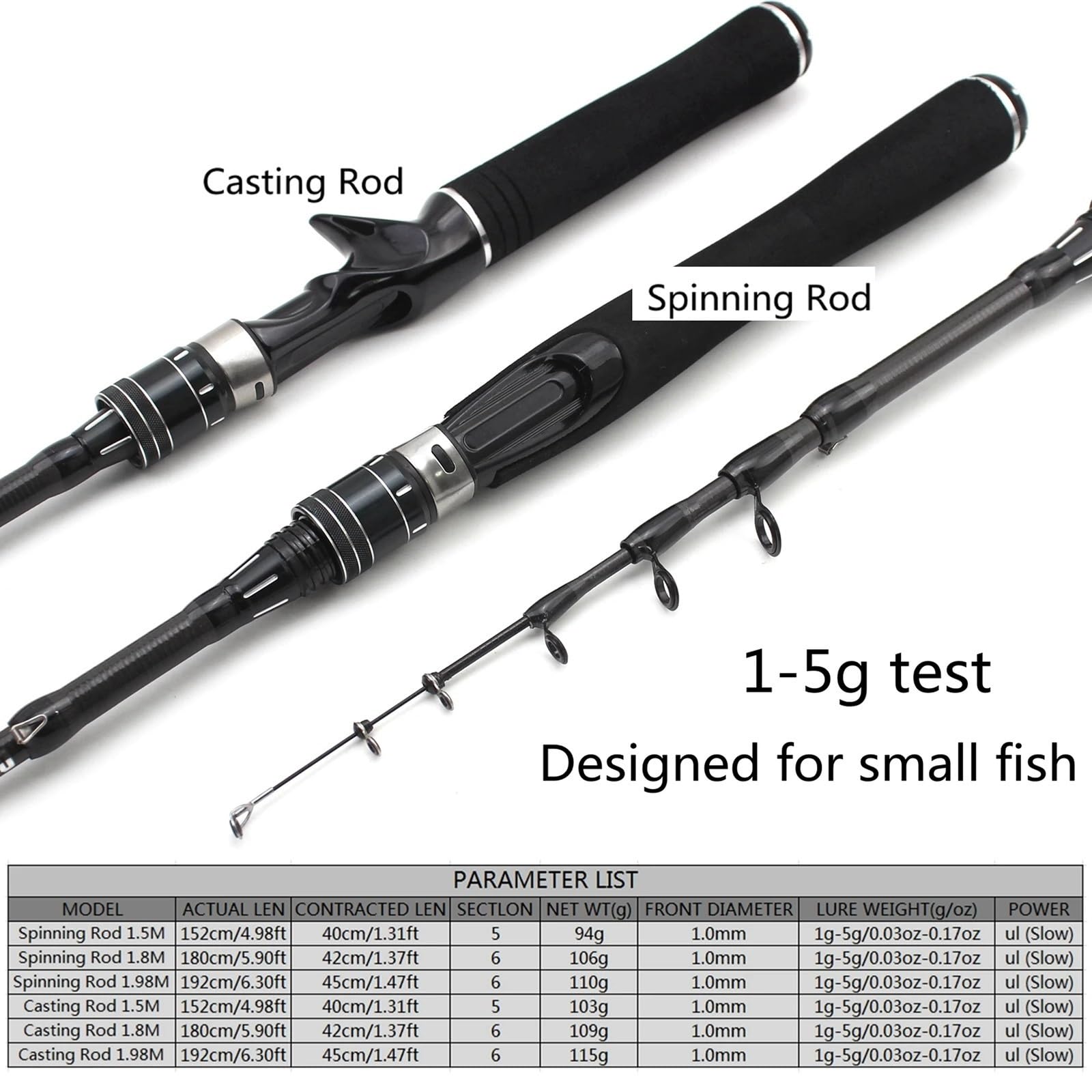 Canna da pesca telescopica Canna da pesca Spinning Canna da pesca Pesa esca 1-5g Super leggera e morbida cattura piccola canna da pesca sensibile