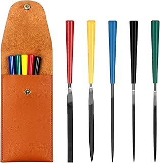 Liphontcta XINSHANG 5pcs Mini Needle File Set with Synthetic Leather Case, Includes Flat, Square, Triangular, Round, and Half-Round File for Metal, Jewelry, Plastic, Ceramic and Other Precision Works