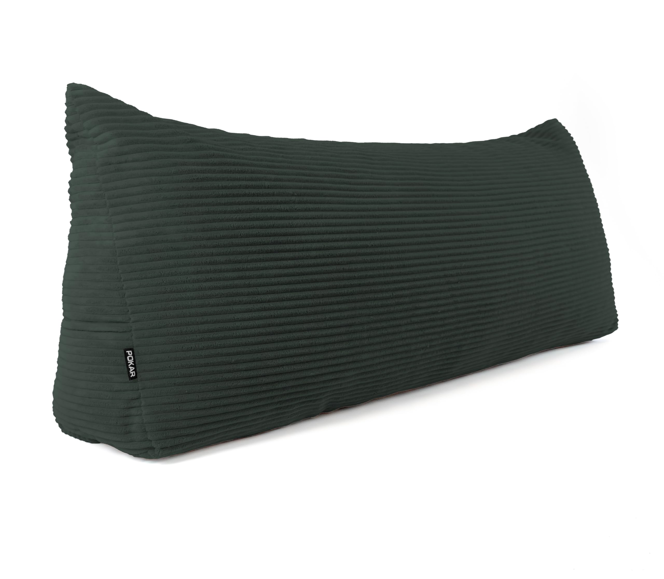 POKAR Wedge Pillow 180x50x20 cm | Reading Pillow with Back Support for Sofa and Bed | Large Backrest Cushion with Side Pockets | Headboard Triangular Cushion | Oeko Tex 100 Certified | Bottle Green