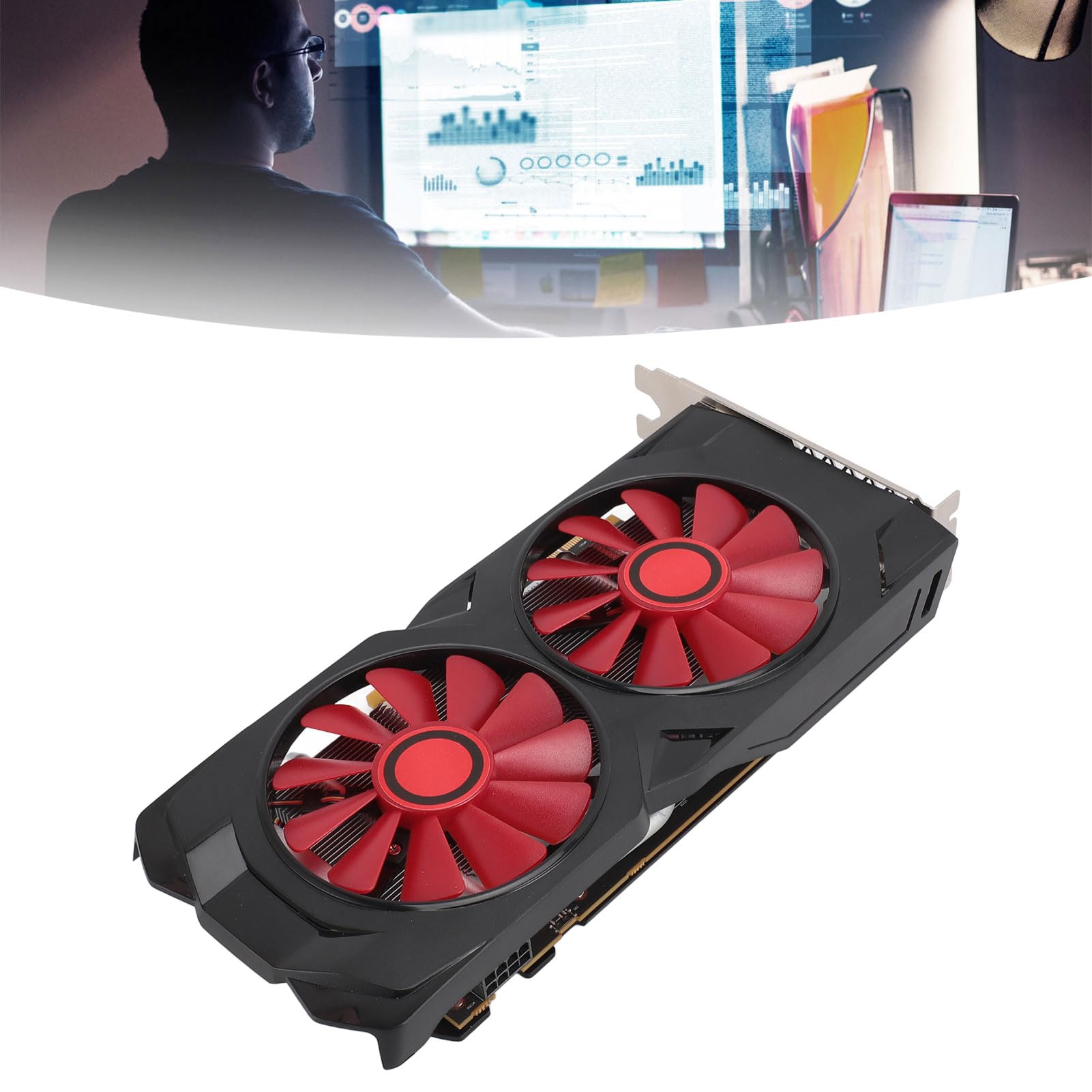 RX580 8GB GDDR5 256Bit - Tarjeta gráfica para videojuegos (256 bits, silenciosa, doble ventilador, tarjeta gráfica PCI Express 2.0, 16X, para ordenador de sobremesa