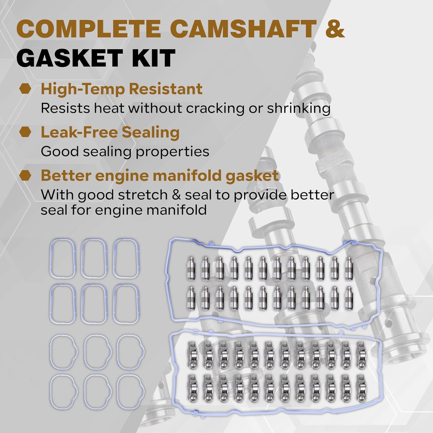 Engine Camshafts Rockers Arm Lifters Kit 3.6L V6 Pentastar 66 PCS Compatible with Dodge Charger Challenger Durango Jeep Cherokee Wrangler Chrysler 5184377AG 5184378AG 5184332AA 5184296AH