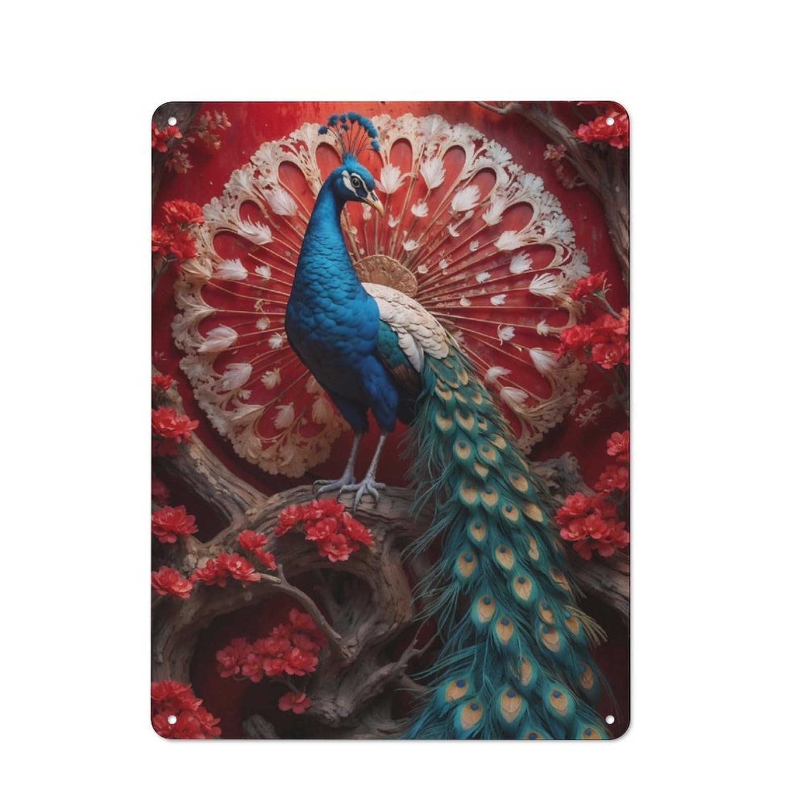 Junmoney The Peacock In Bloom Metal Sign 40X30cm With For Workshop Wall, Rustic Decor, For Collectors Decorating Workshops And Hobby Rooms