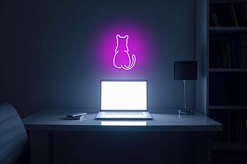 Miniatura 5 de ADVPRO Gato gatito trasero mascota Flex silicona LED neón signo amarillo dorado st16s32-fnu0023-e