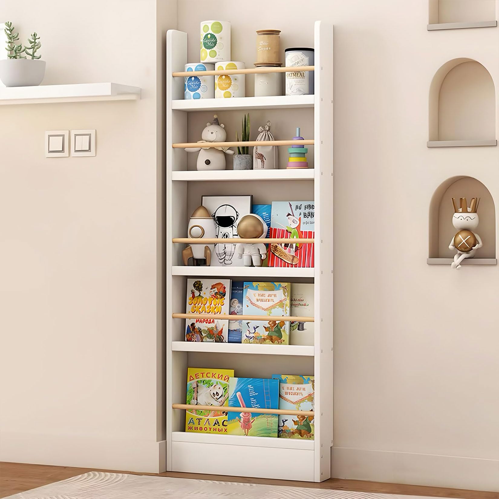 Estantería Ahorra Espacio, Estantería de Puerta Ultra Estrecha de 10 cm, Muebles de Almacenamiento Detrás de la Puerta, Mueble de Almacenamiento para Sala de Estar y Estudio