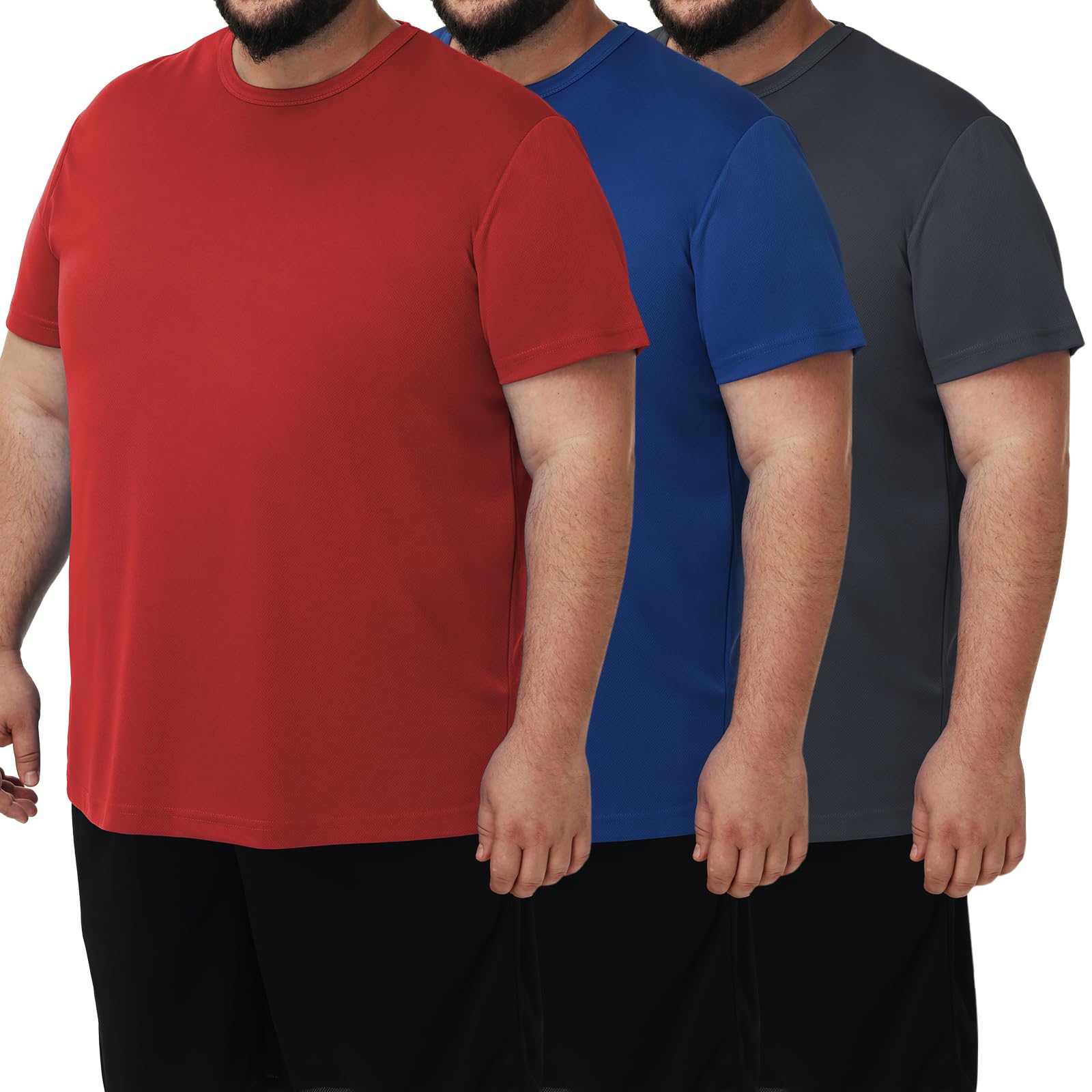 Photo 1 of Uzvag Men's 3 Pack Lightweight Plus Size Short Sleeve T-Shirt Crew Neck Big & Tall Sizes Stretch T-Shirt for Casual Wear,4X-Large