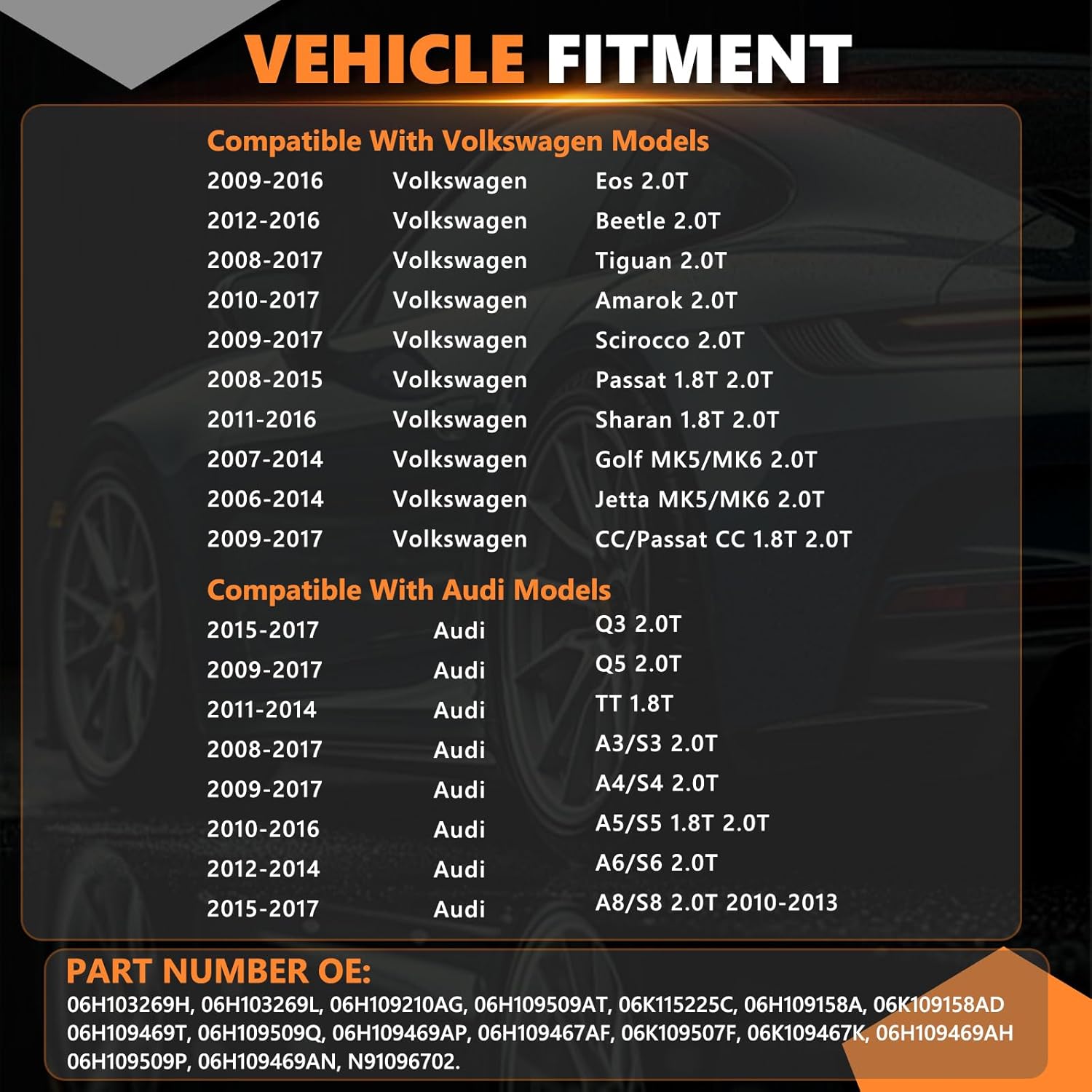EA888 1.8L 2.0L Engine Timing Chain Kit with Cover Tensioner Guide Rail Fit For Audi A3 A4 A5 S3 S4 S5 Q3 Q5 TT, Fit For Volkswagen Jetta Golf Passat Tiguan, Replaces# 06K109158AD 06H109210AG