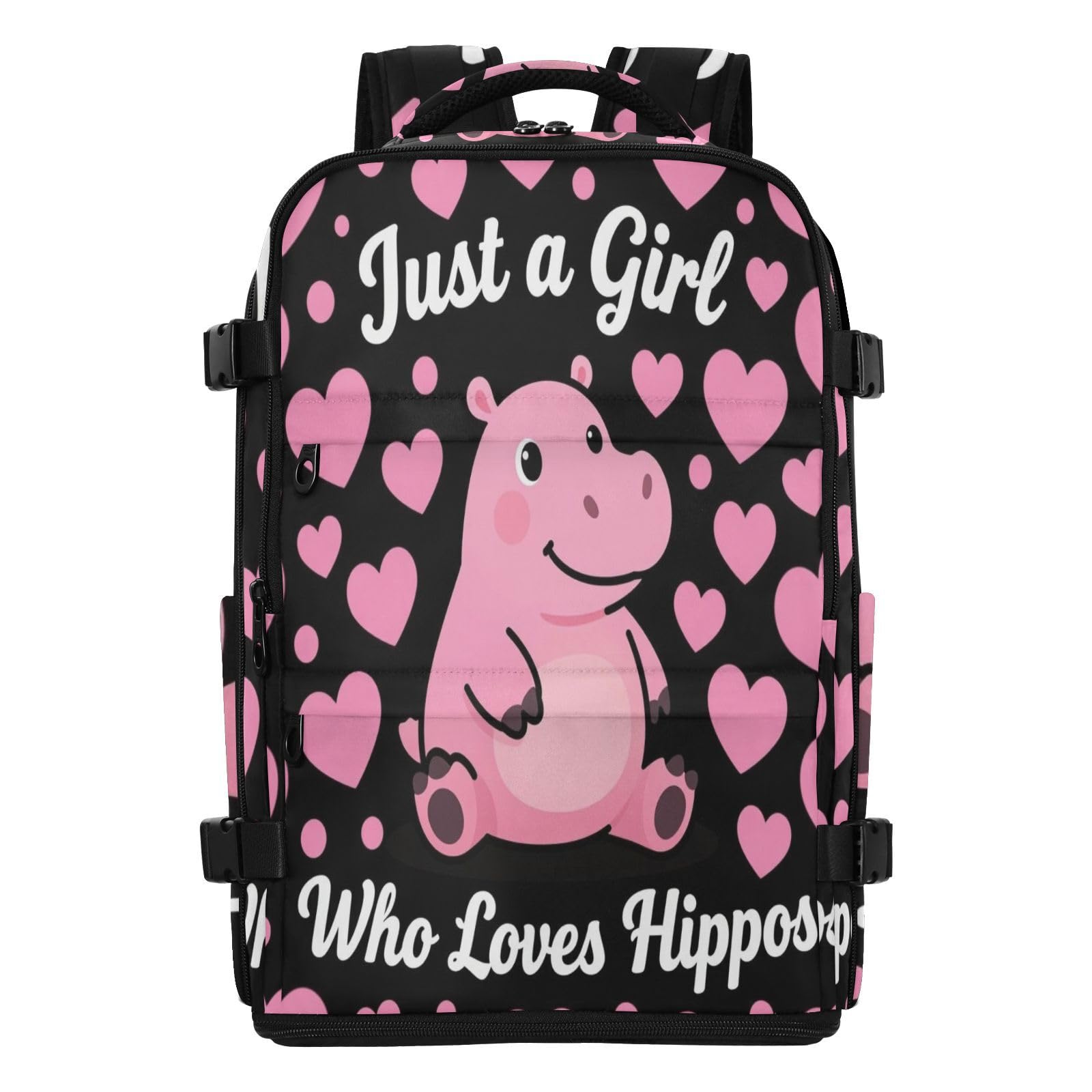 Plecak Torba na laptopa 15-calowa torba na laptopa dla kobiet podróżna 20 l | Wodoodporna lekka torba robocza Just A Girl Who Loves Hippos Women 15-calowa torba na laptopa do samolotów mochila de
